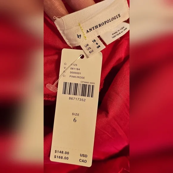 By Anthropologie Women's Puff-Sleeve Romper w Pockets, Fuchsia Hot Pink - Picture 11 of 13